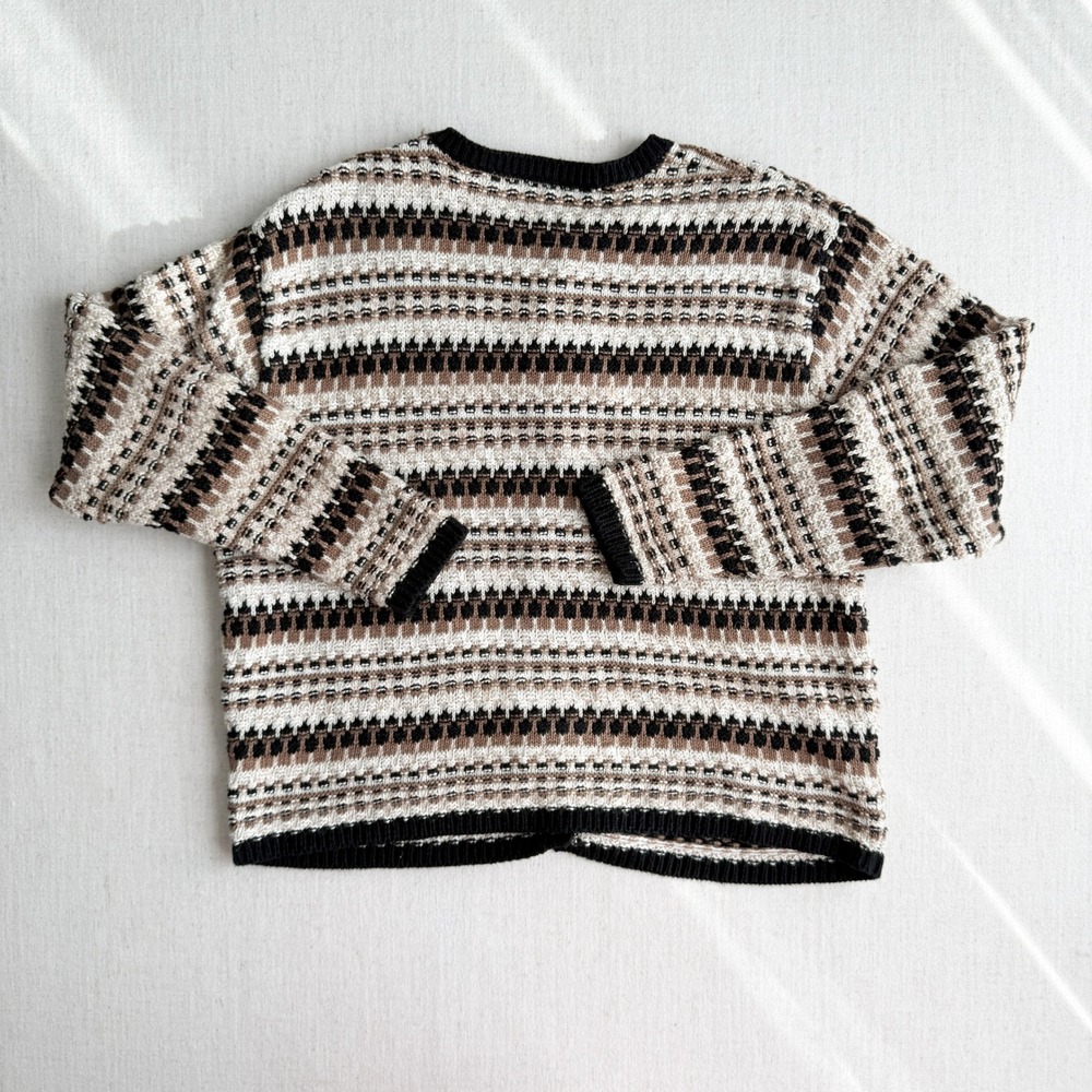 vtg Paul Harris Design black beige brown cardigan sweater - Picture 4 of 4